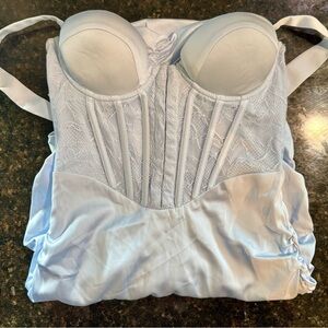 Oh Polly Satin light blue mini dress size 0 NEW WITH TAGS